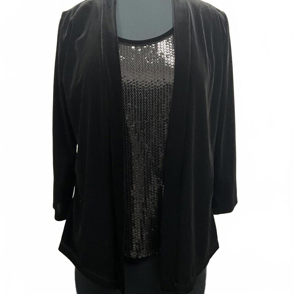 Velvet Mock 2pc Jacket Sequin Cami M